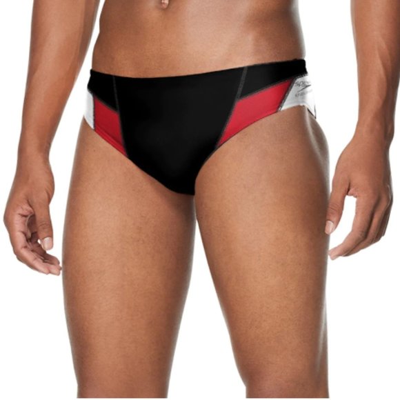 Speedo Men's Standard Swimsuit Brief Endurance+ Splice Team Colors- Black - 38 - Picture 1 of 7
